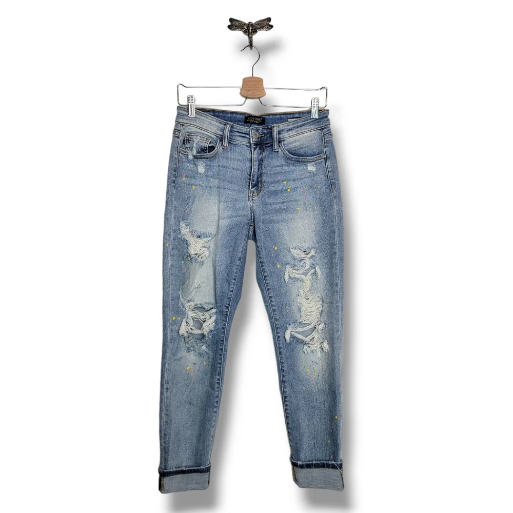 Judy Blue Light Blue Boyfriend Jeans - Picture 2 of 13